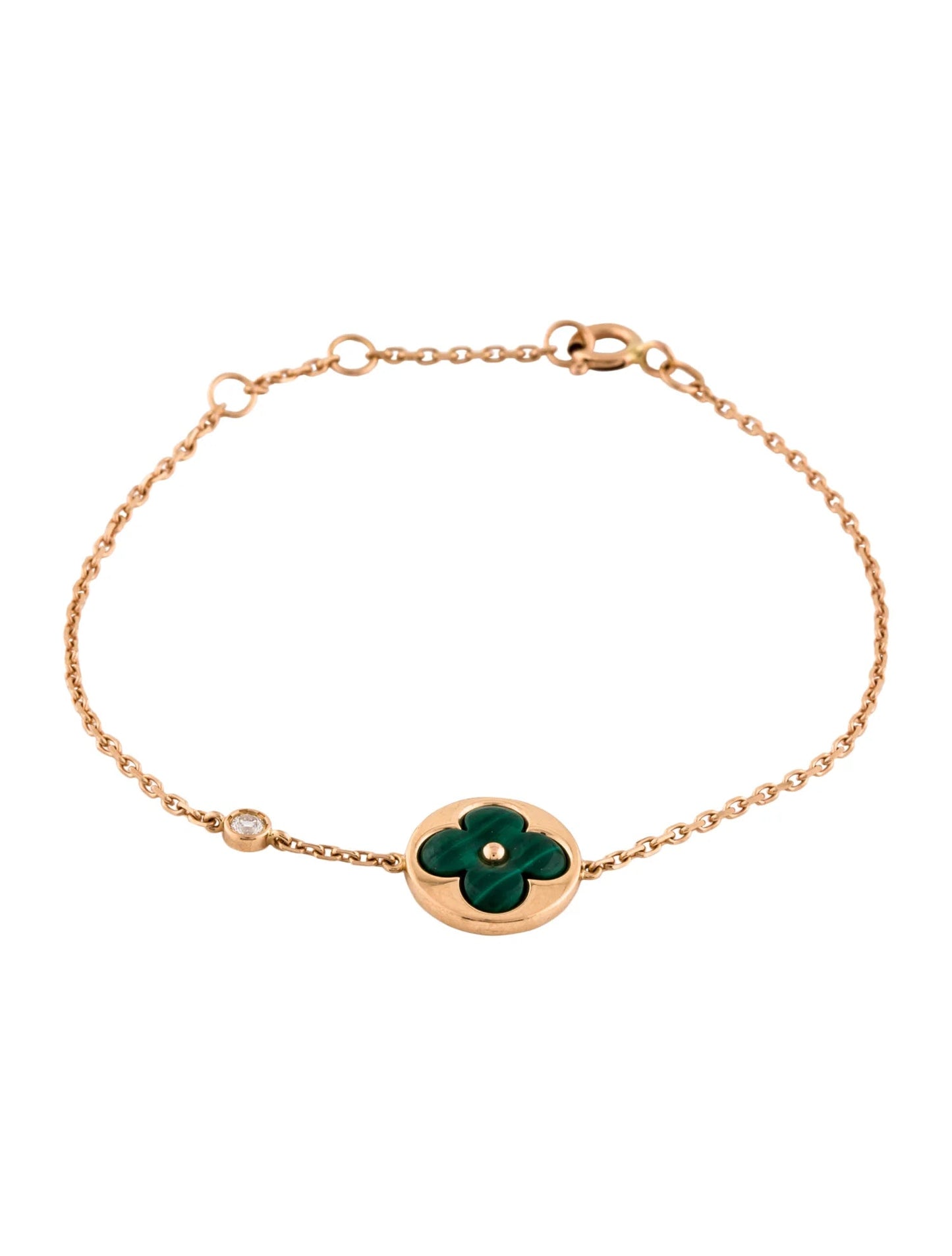 [Together Jewelry]SUN MALACHITE 1 DIAMOND PINK GOLD BRACELET