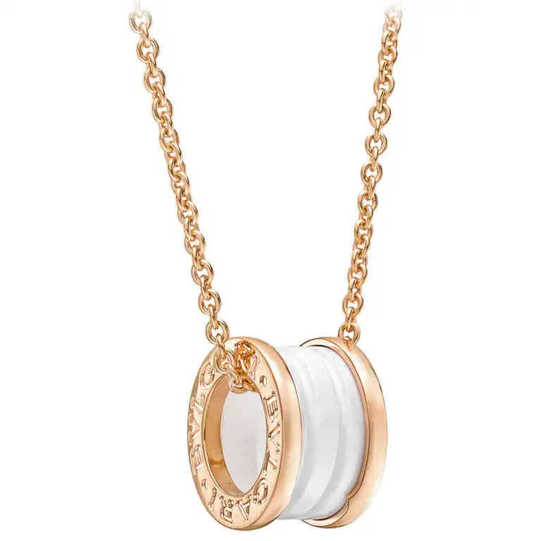 [Together Jewelry]ZERO 1 WHITE CERAMIC PINK GOLD DIAMOND NECKLACE