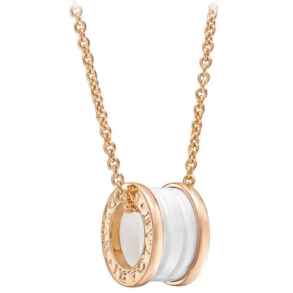 [Together Jewelry]ZERO 1 WHITE CERAMIC PINK GOLD DIAMOND NECKLACE