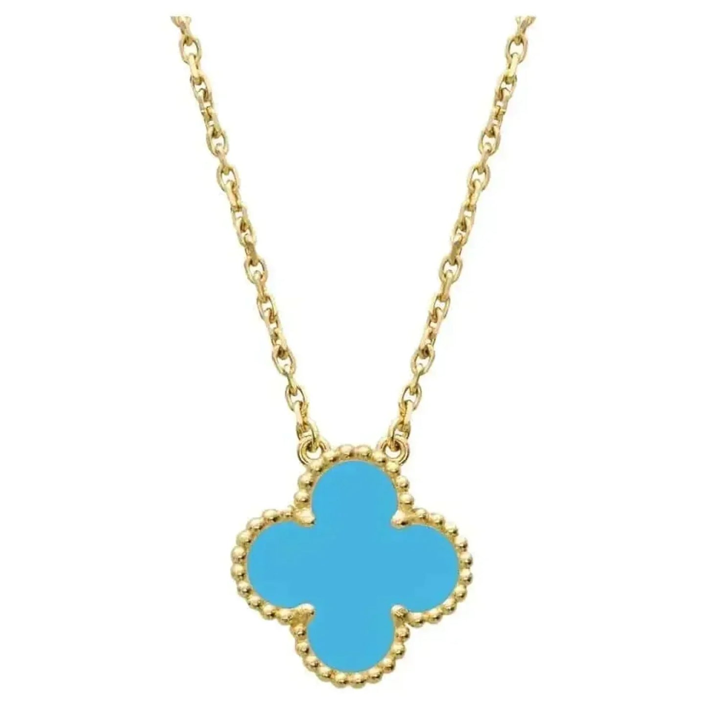 [Together]CLOVER 15MM VINTAGE TURQUOISE NECKLACE