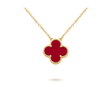 [Together]CLOVER 15MM CARNELIAN SINGLE FLOWER NECKLACE