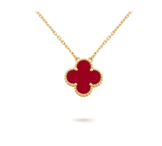 [Together]CLOVER 15MM CARNELIAN SINGLE FLOWER NECKLACE