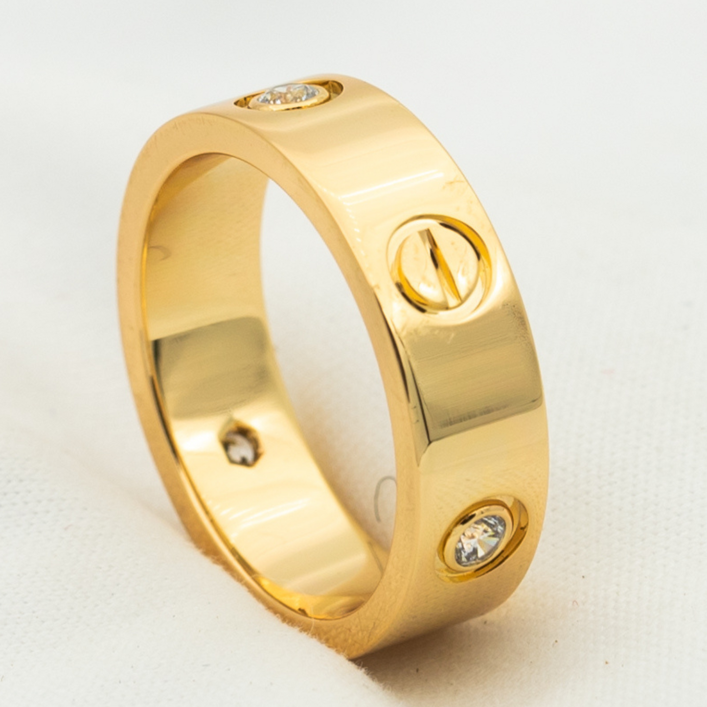 [Together Jewelry]LOVE RING 5.5MM 3 DIAMONDS PINK GOLD