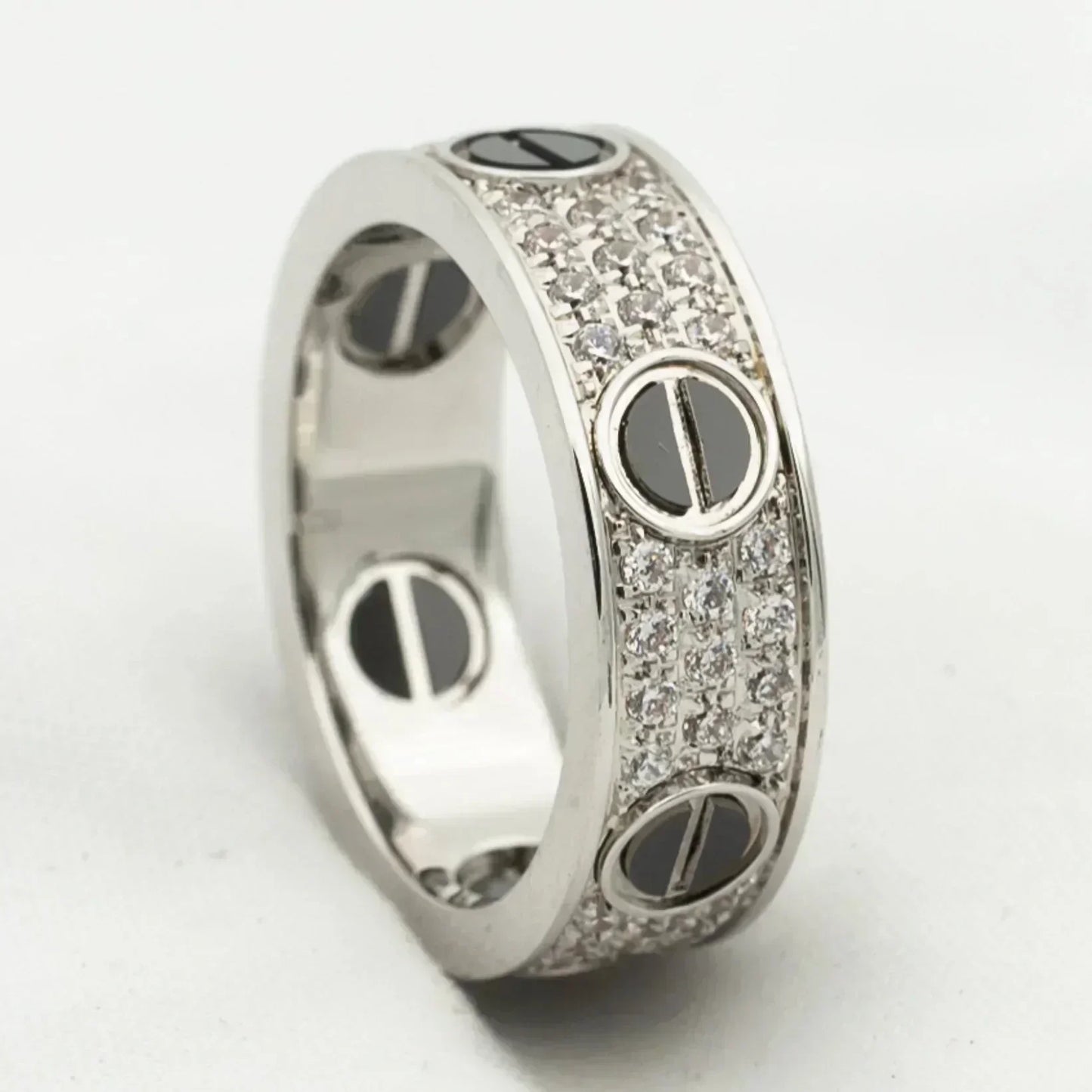 [Together Jewelry]LOVE RING 5.5MM DIAMONDS PAVED CERAMIC