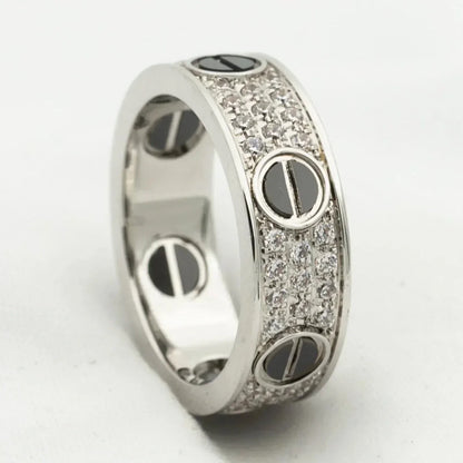[Together Jewelry]LOVE RING 5.5MM DIAMONDS PAVED CERAMIC