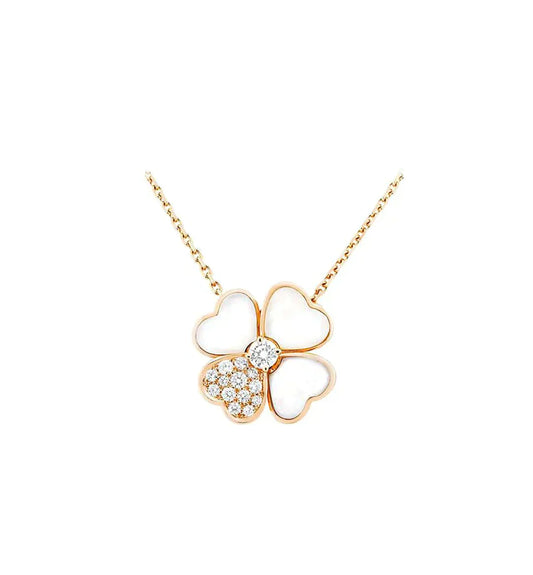 [Together]CLOVER MOP DIAMOND ROSE GOLD NECKLACE