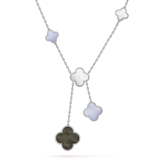 [Together]CLOVER MOP CHALCEDONY NECKLACE SILVER 6 MOTIF