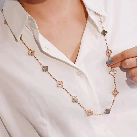 [Together]CLOVER 20 MOTIFS DARK MOP DIAMOND  NECKLACE