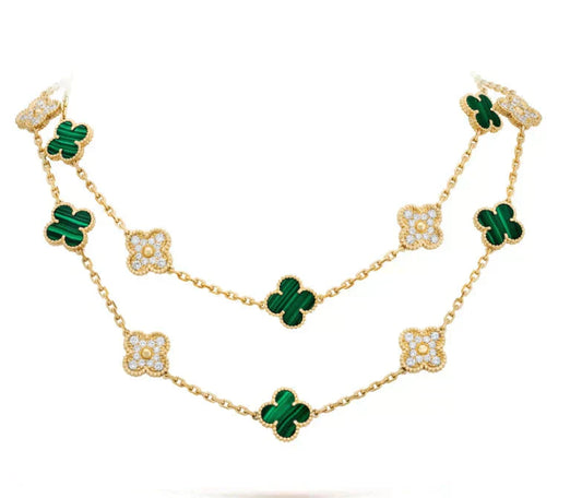 [Together]CLOVER 20 MOTIFS MALACHITE DIAMOND NECKLACE