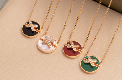 [Together Jewelry]JEUX DE PINK GOLD DIAMOND NECKLACE