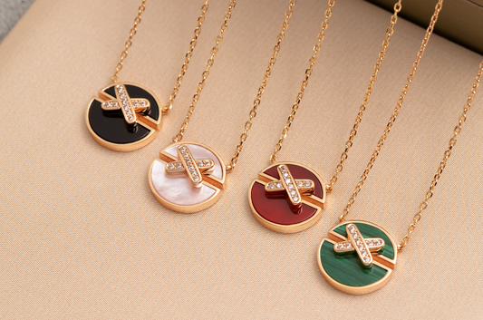 [Together Jewelry]JEUX DE PINK GOLD DIAMOND NECKLACE
