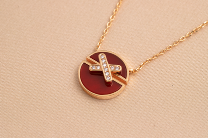 [Together Jewelry]JEUX DE PINK GOLD DIAMOND NECKLACE