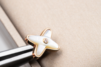 [Together Jewelry]JEUX DE WHITE MOP PINK GOLD DIAMOND EARRINGS
