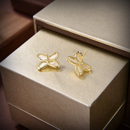 [Together Jewelry]JEUX DE WHITE MOP GOLD DIAMOND EARRINGS