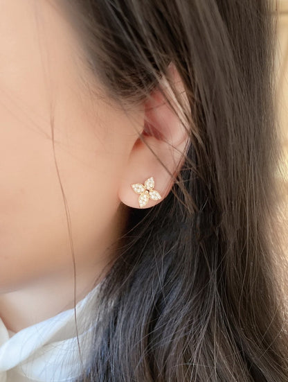 [Together Jewelry]STAR BLOSSOM STUD EARRINGS PINK GOLD DIAMONDS
