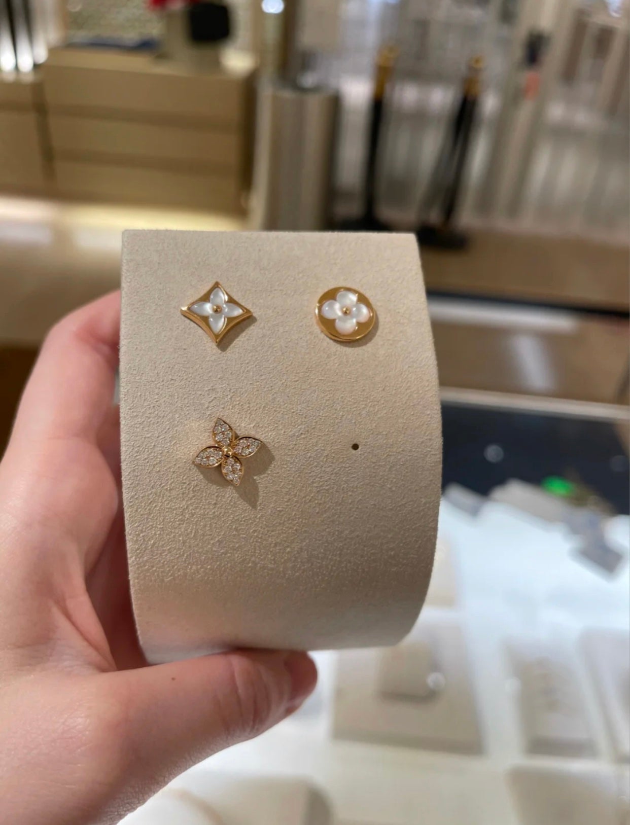 [Together Jewelry]STAR BLOSSOM STUD EARRINGS PINK GOLD DIAMONDS