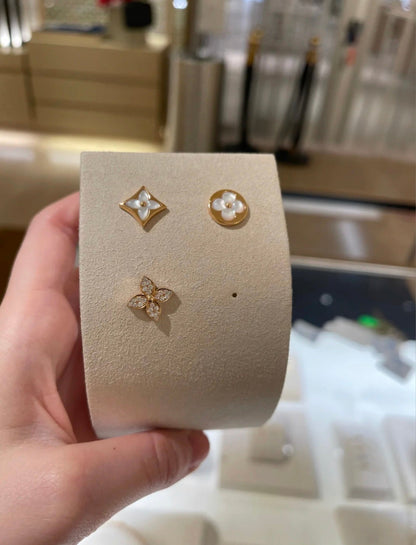 [Together Jewelry]STAR BLOSSOM STUD EARRINGS PINK GOLD DIAMONDS