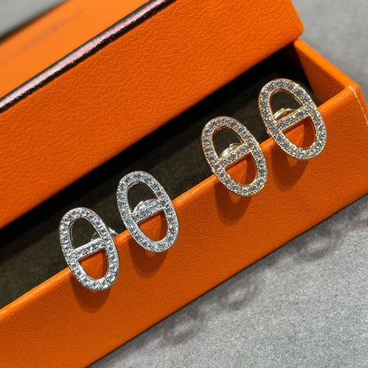 [Together Jewelry]HM FULL DIAMOND PIG NOSE STUD EARRINGS