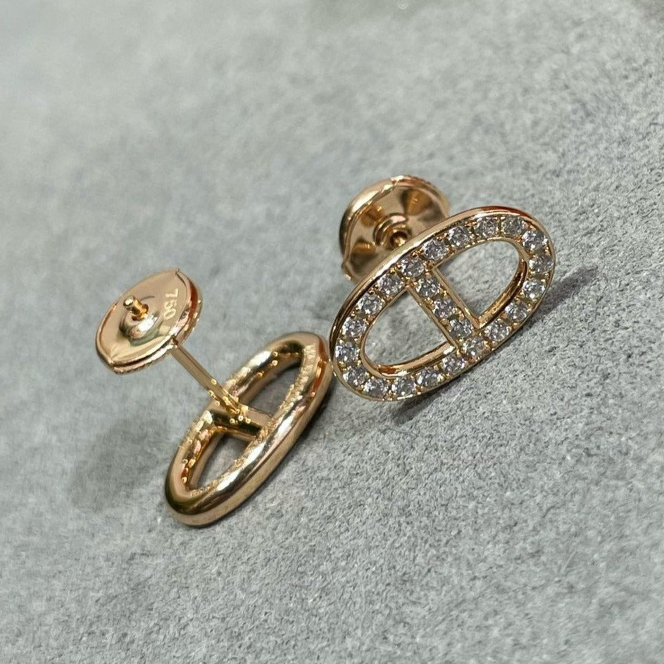 [Together Jewelry]HM FULL DIAMOND PIG NOSE STUD EARRINGS