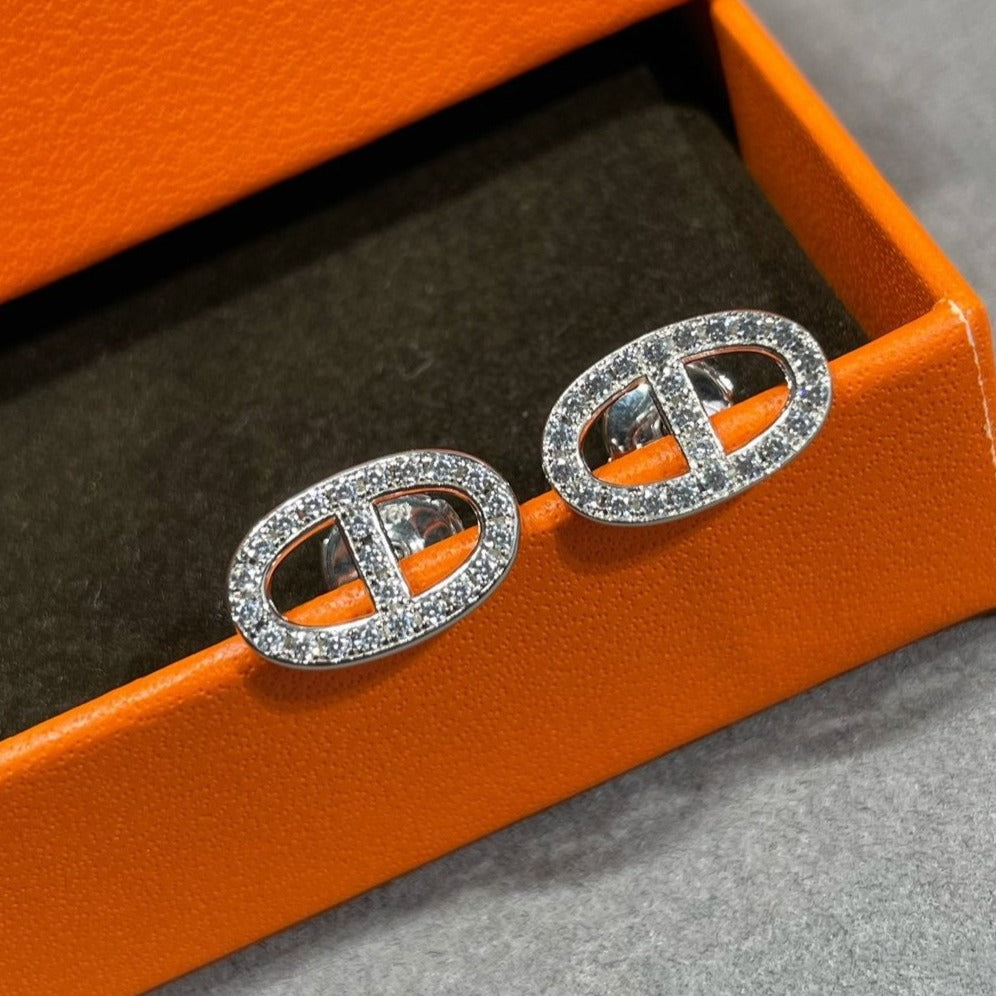 [Together Jewelry]HM FULL DIAMOND PIG NOSE STUD EARRINGS
