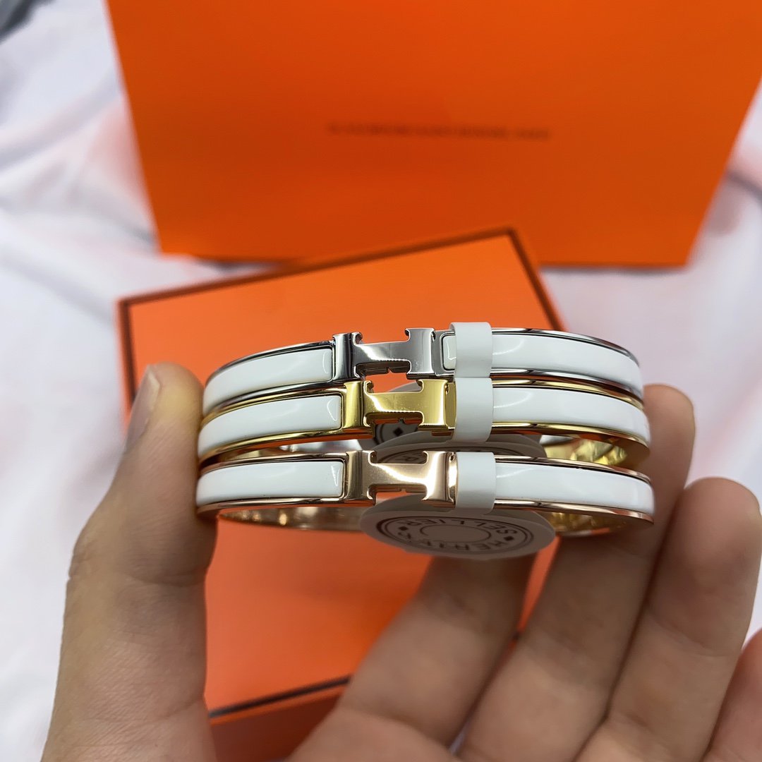 [Together Jewelry]CLASSIC HM CLIC WHITE 8MM ENAMEL BRACELET