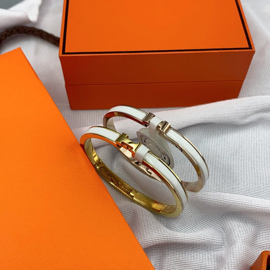 [Together Jewelry]CLASSIC HM CLIC WHITE 8MM ENAMEL BRACELET