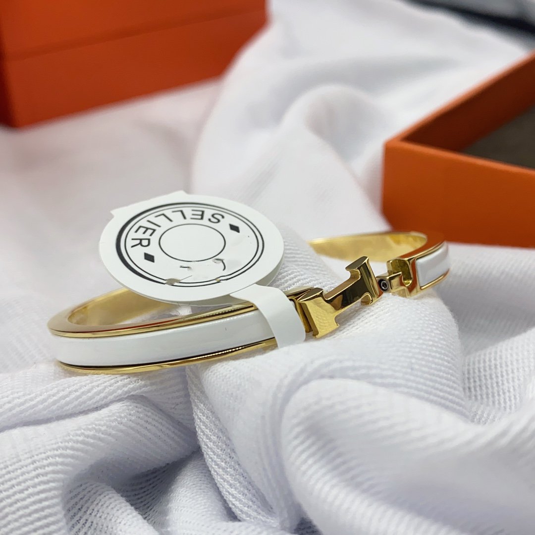 [Together Jewelry]CLASSIC HM CLIC WHITE 8MM ENAMEL BRACELET