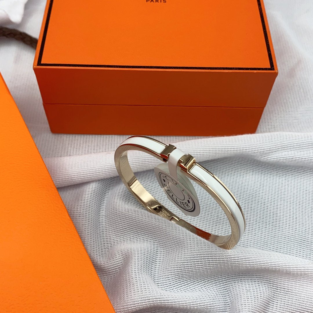 [Together Jewelry]CLASSIC HM CLIC WHITE 8MM ENAMEL BRACELET