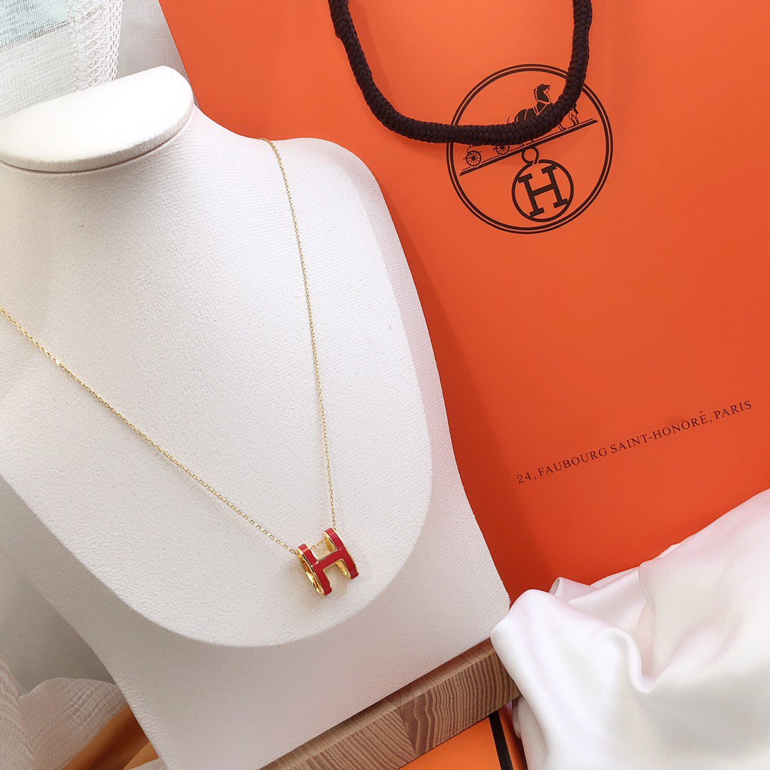 [Together Jewelry]HM CLIC RED ENAMEL GOLD NECKLACE