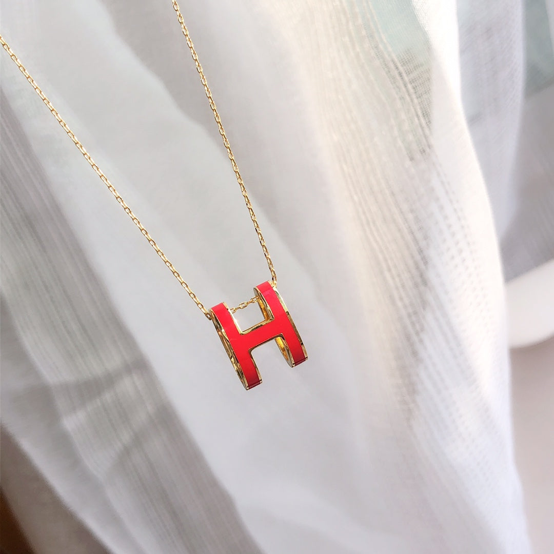 [Together Jewelry]HM CLIC RED ENAMEL GOLD NECKLACE