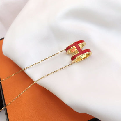 [Together Jewelry]HM CLIC RED ENAMEL GOLD NECKLACE