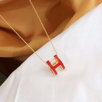 [Together Jewelry]HM CLIC RED ENAMEL GOLD NECKLACE
