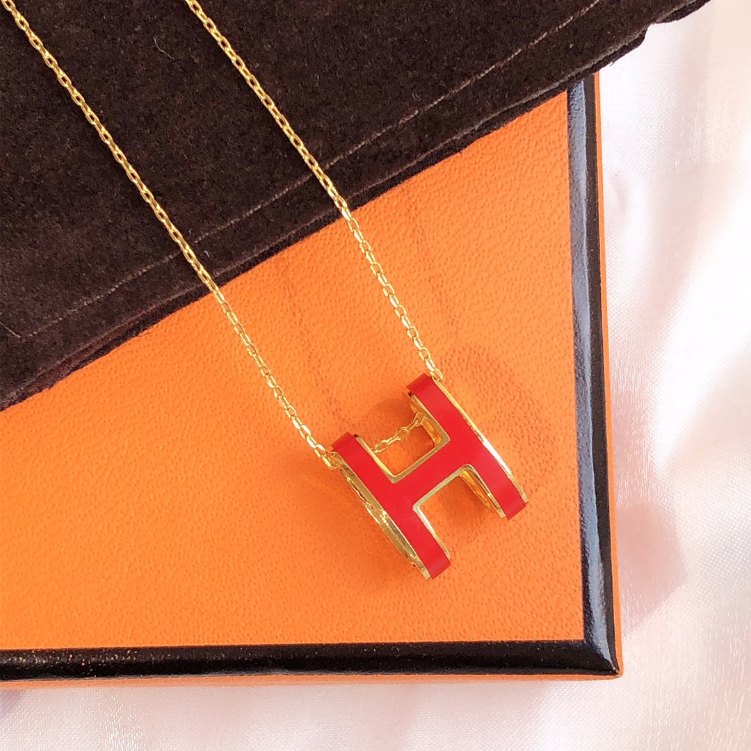 [Together Jewelry]HM CLIC RED ENAMEL GOLD NECKLACE