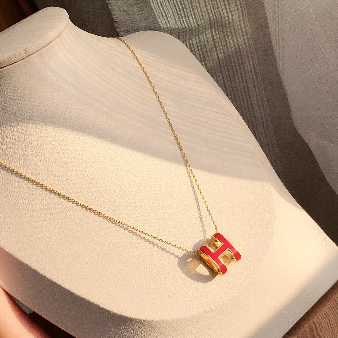 [Together Jewelry]HM CLIC RED ENAMEL GOLD NECKLACE
