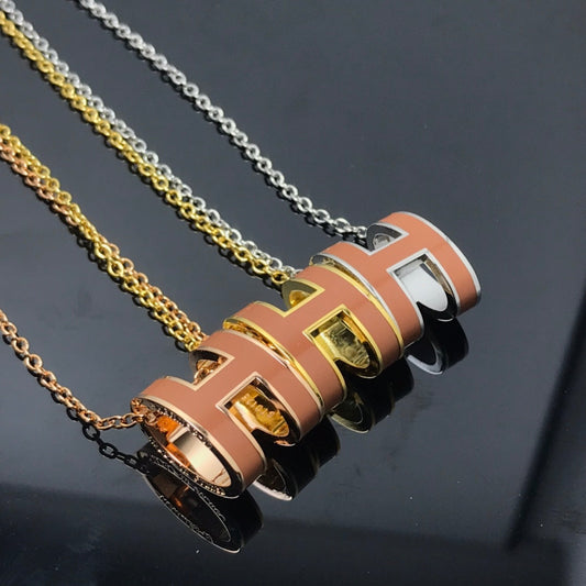 [Together Jewelry]H NECKLACE BROWN