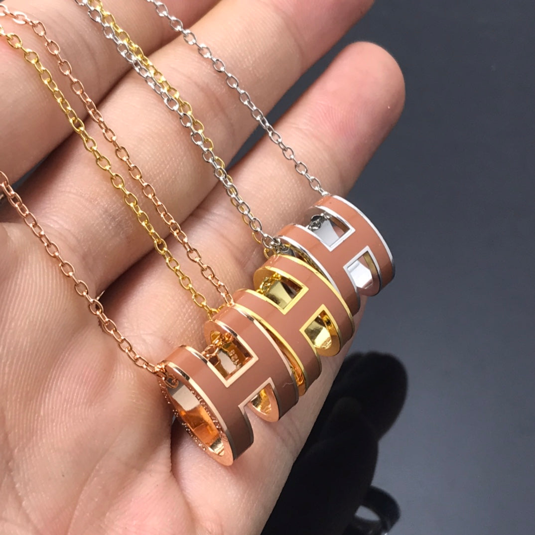 [Together Jewelry]H NECKLACE BROWN