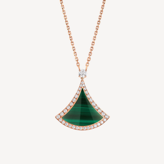 [Together Jewelry]DREAM MALACHITE DIAMOND PAVED PINK GOLD NECKLACE