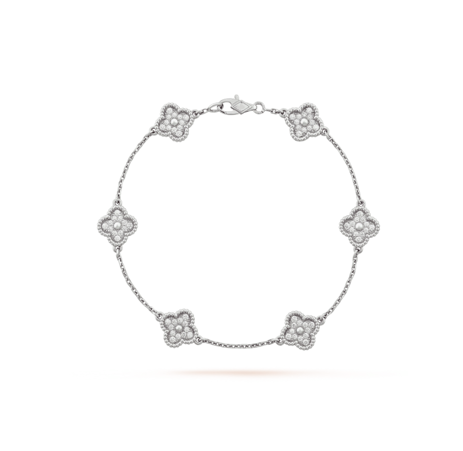 [Together]CLOVER 6 MOTIF SILVER DIAMOND BRACELET