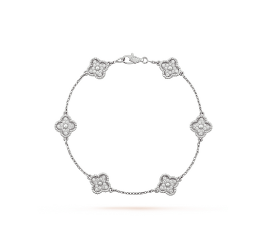 [Together]CLOVER 6 MOTIF SILVER DIAMOND BRACELET