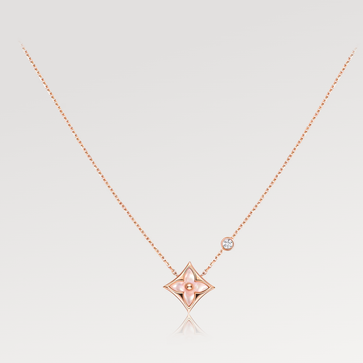 [Together Jewelry]STAR PINK MOP 1 DIAMOND PINK GOLD NECKLACE