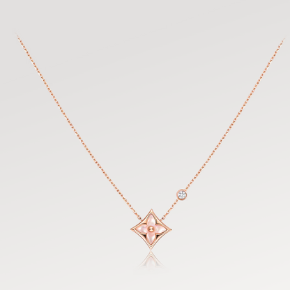[Together Jewelry]STAR PINK MOP 1 DIAMOND PINK GOLD NECKLACE