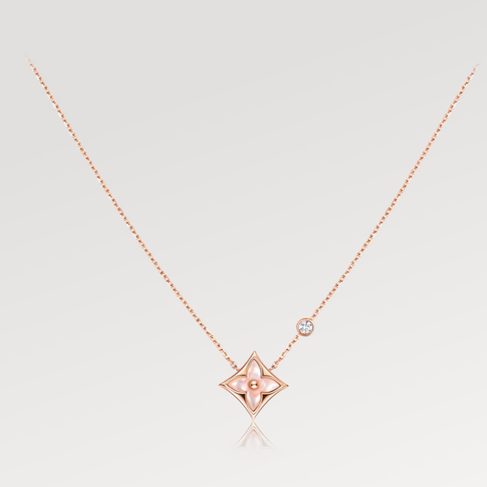 [Together Jewelry]STAR PINK MOP 1 DIAMOND PINK GOLD NECKLACE