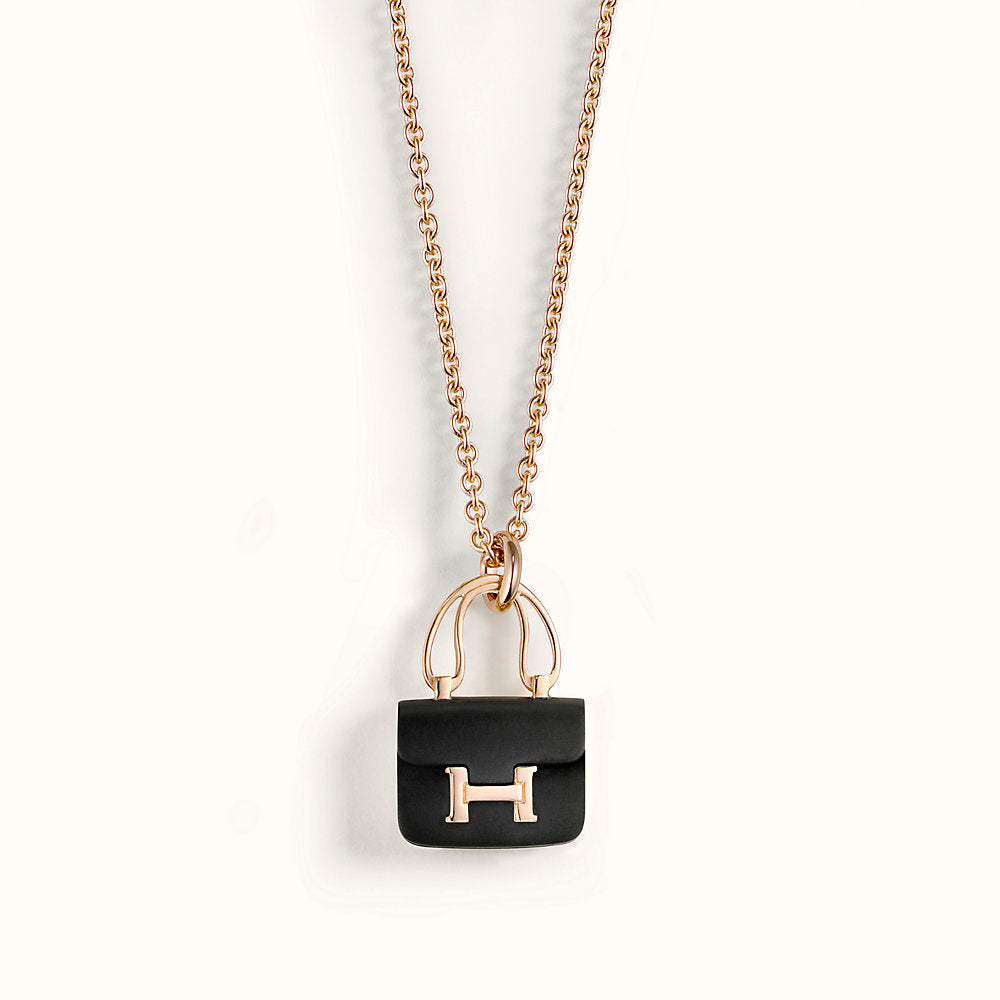 [Together Jewelry]CONSTANCE BLACK PEDANT PINK GOLD NECKLACE