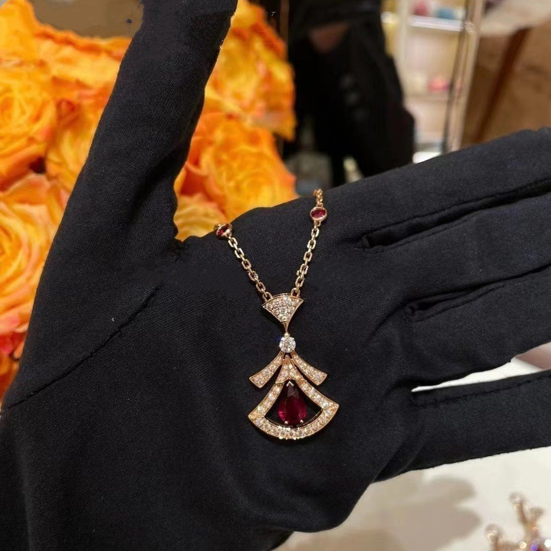 [Together Jewelry]DREAM NECKLACE CARNELIAN DIAMOND PINK GOLD