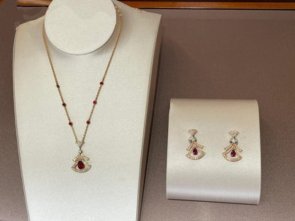 [Together Jewelry]DREAM NECKLACE CARNELIAN DIAMOND PINK GOLD