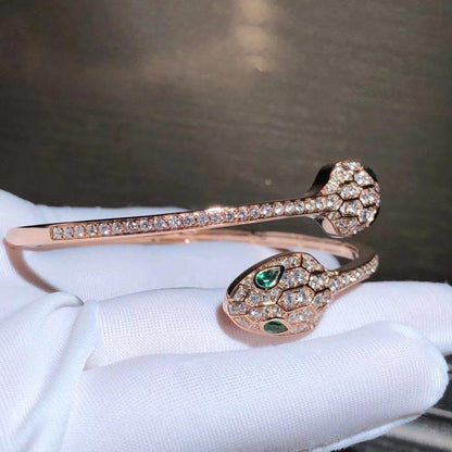 [Together Jewelry]SERPENTI BRACELET PINK GOLD MALACHITE DIAMOND DOUBLE SNAKE
