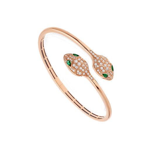 [Together Jewelry]SERPENTI BRACELET PINK GOLD MALACHITE DIAMOND DOUBLE SNAKE