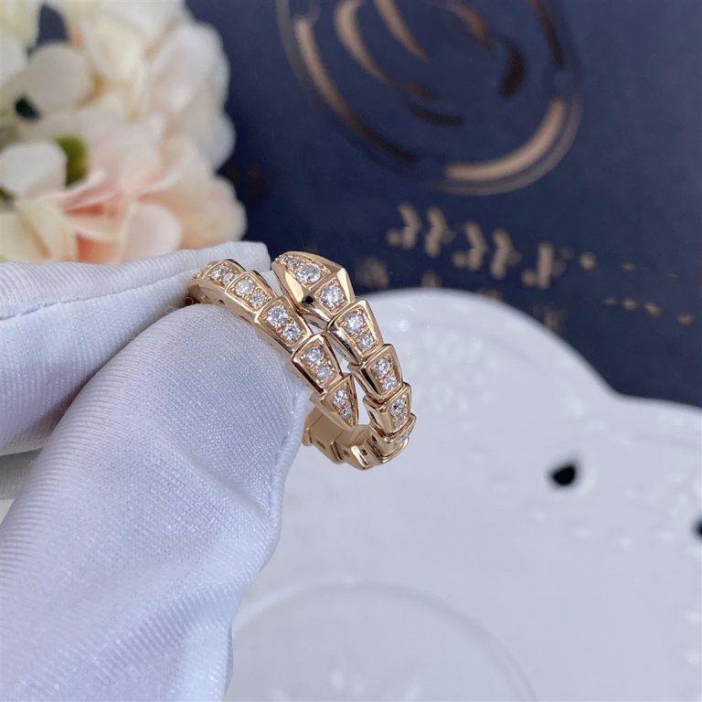 [Together Jewelry]SERPENTI RING PINK GOLD DIAMOND PAVED 4MM