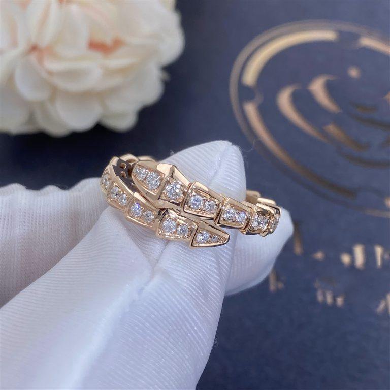 [Together Jewelry]SERPENTI RING PINK GOLD DIAMOND PAVED 4MM