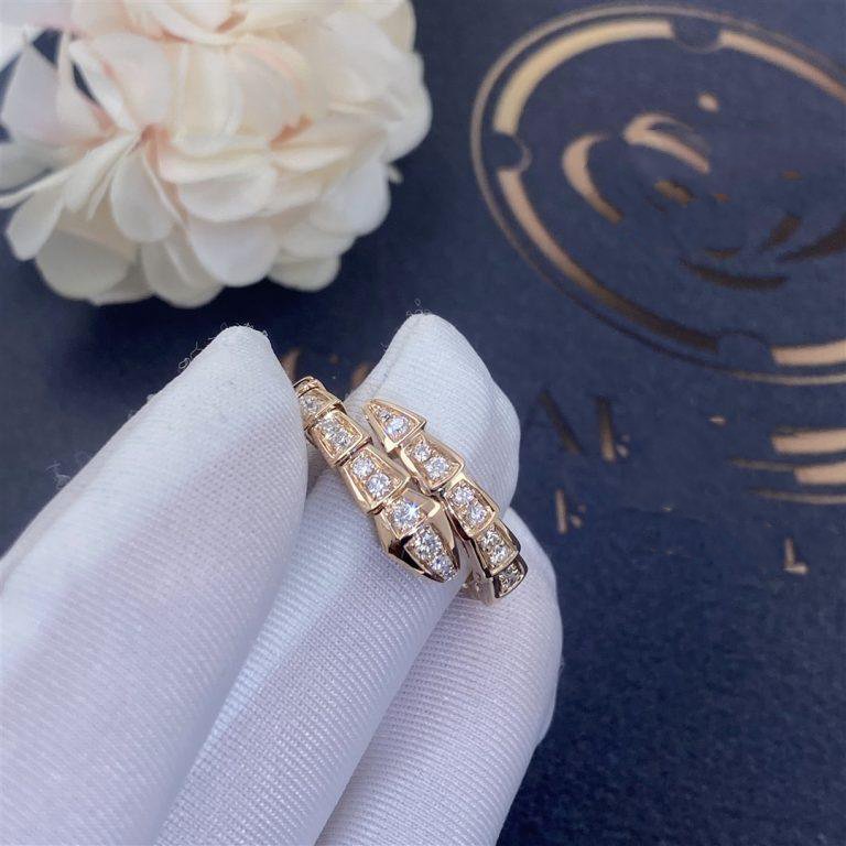 [Together Jewelry]SERPENTI RING PINK GOLD DIAMOND PAVED 4MM
